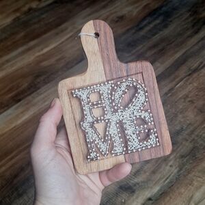 Handmade "HOME" String/Nail Art on Wood Paddle